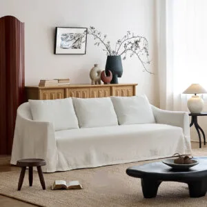 Modern Linen Fabric Sofa, Slipcovered lounge couch
