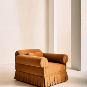 Wrinkled Rose Prenanthes Alba Velvet Lounge Chair - Sculptural Botanical Accent JS3006