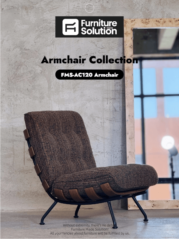Mid-Century Modern Accent Armchair - Walnut Frame & Bouclé Fabric Lounge Chair - Image 2