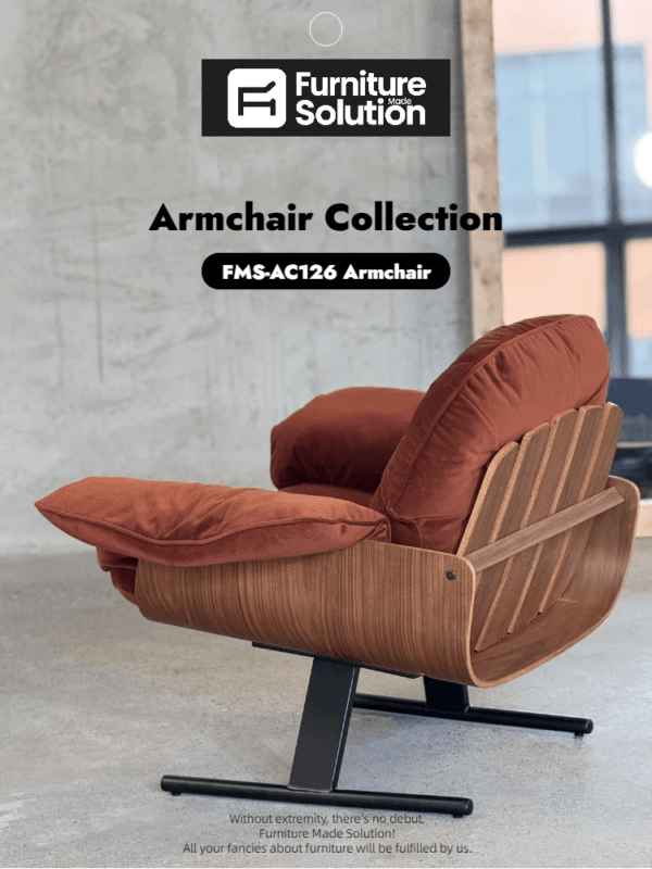 Mid-Century Modern Accent Armchair - Walnut Frame & Velvet Fabric Lounge Chair - Image 2