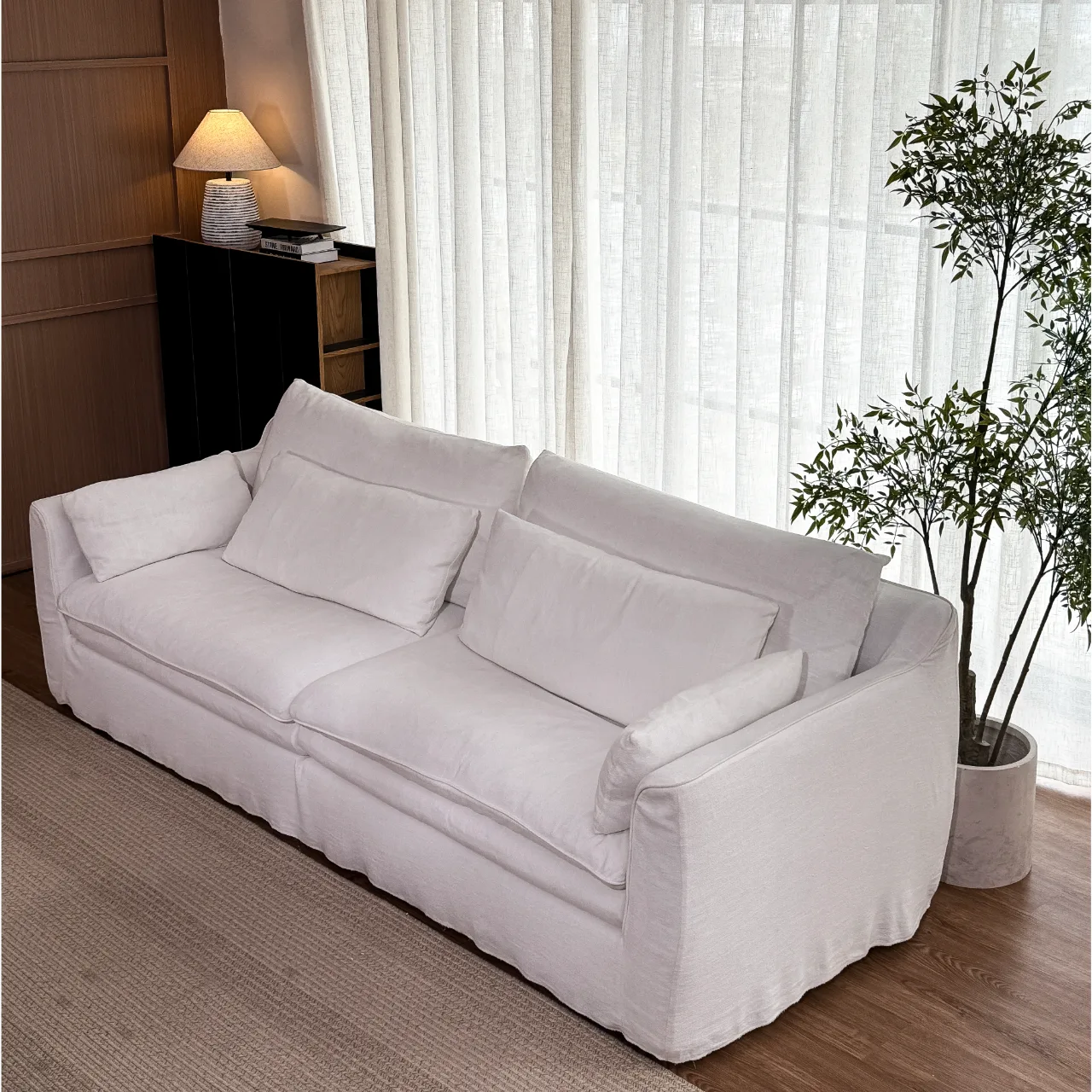 Slipcovered Linen Sofa (Hyacinth Sofa Couch JS250647) - Image 3