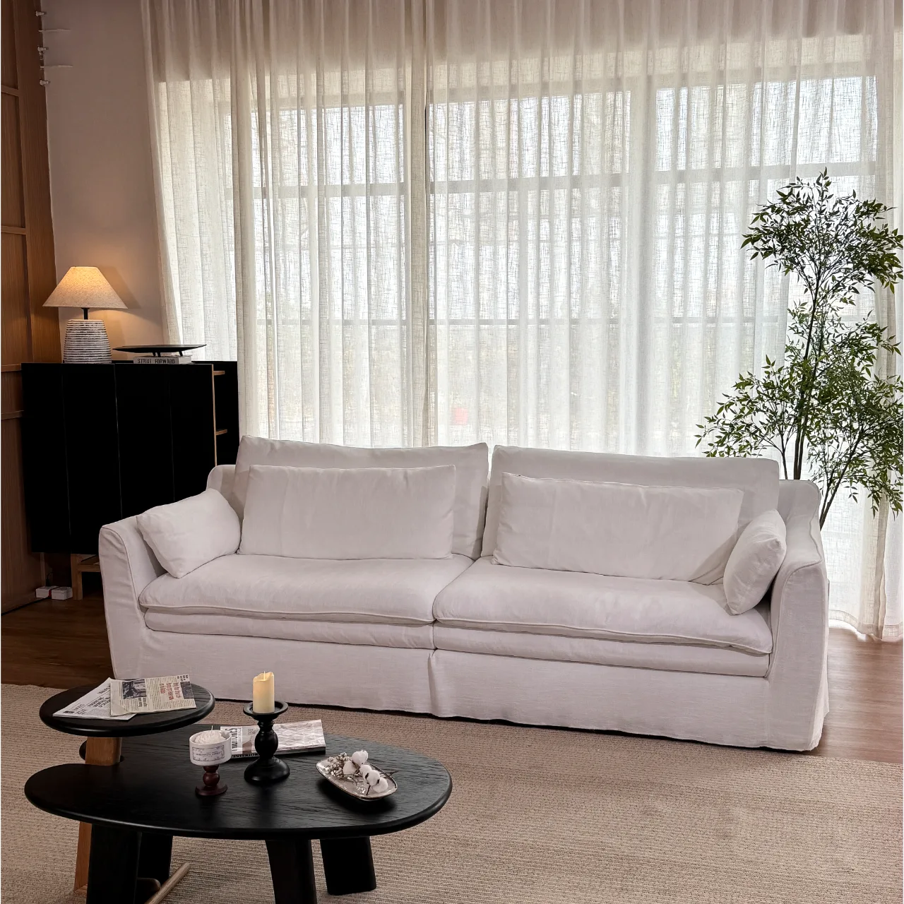 Slipcovered Linen Sofa (Hyacinth Sofa Couch JS250647) - Image 2