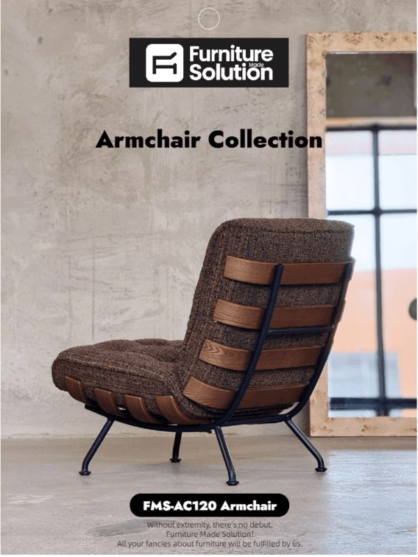 Mid-Century Modern Accent Armchair - Walnut Frame & Bouclé Fabric Lounge Chair - Image 3