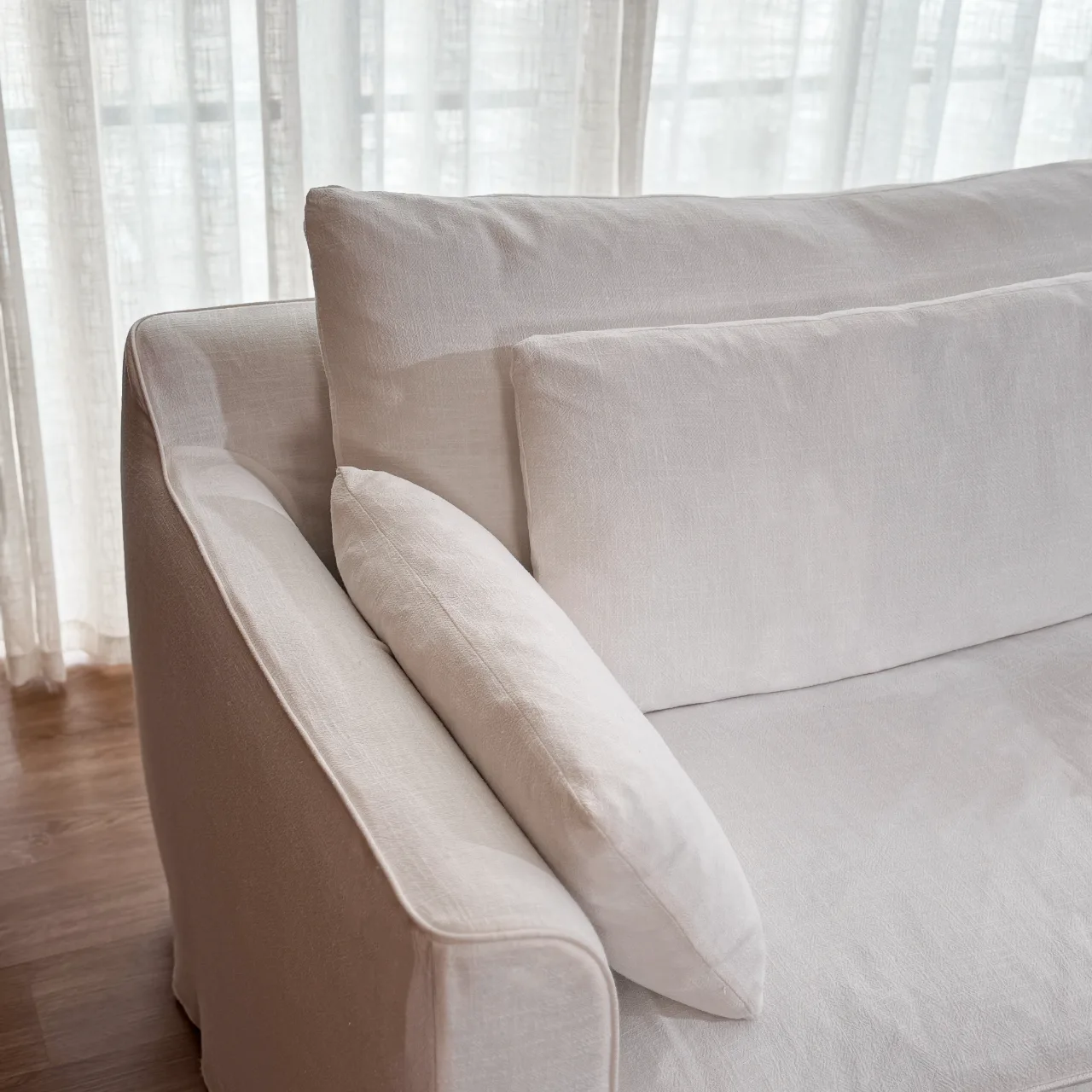 Slipcovered Linen Sofa (Hyacinth Sofa Couch JS250647) - Image 4