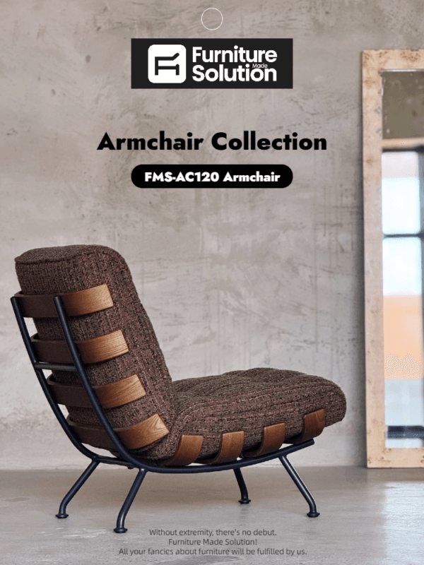 Mid-Century Modern Accent Armchair - Walnut Frame & Bouclé Fabric Lounge Chair - Image 4