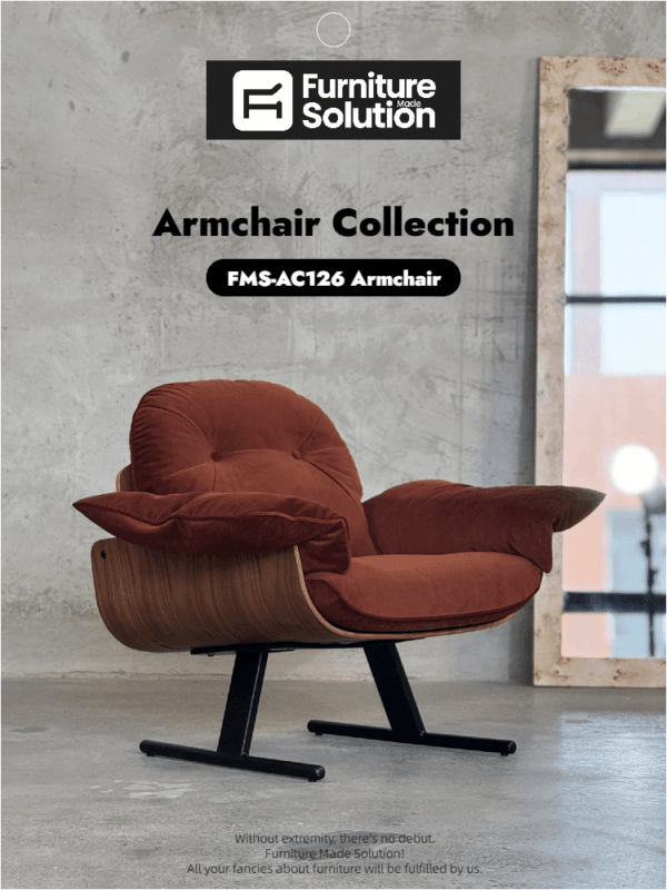 Mid-Century Modern Accent Armchair - Walnut Frame & Velvet Fabric Lounge Chair - Image 4