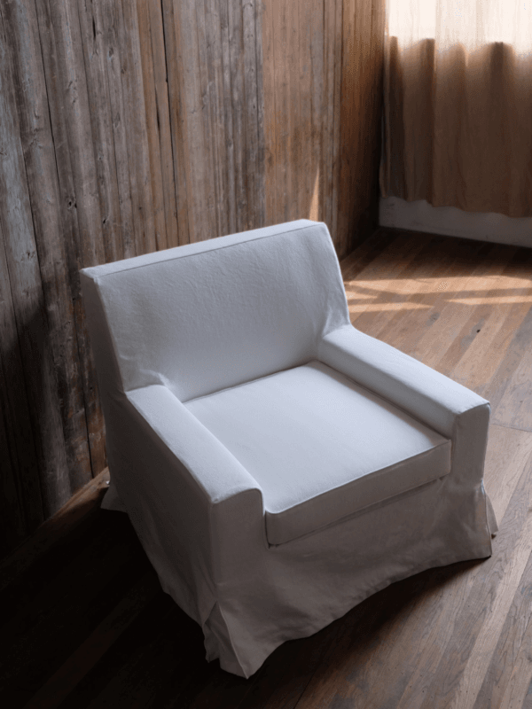 JS013 Linen Fabric Slipcovered Armchair w/ Down Feather - Image 4