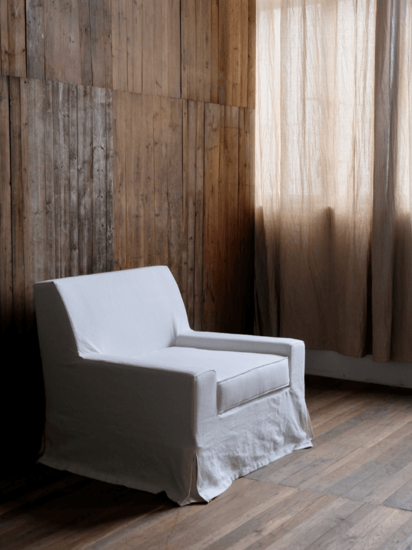 JS013 Linen Fabric Slipcovered Armchair w/ Down Feather - Image 5