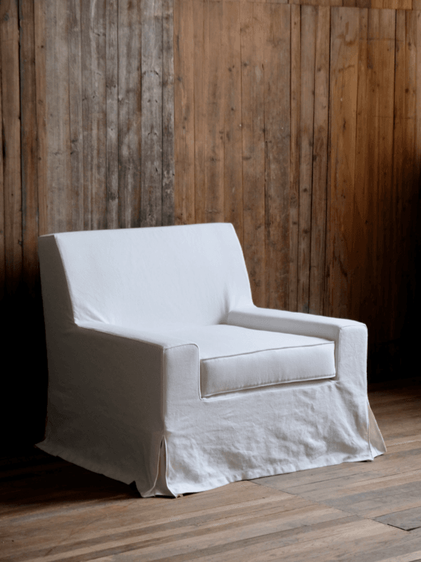 JS013 Linen Fabric Slipcovered Armchair w/ Down Feather - Image 6