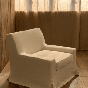 JS013 Linen Fabric Slipcovered Armchair w/ Down Feather
