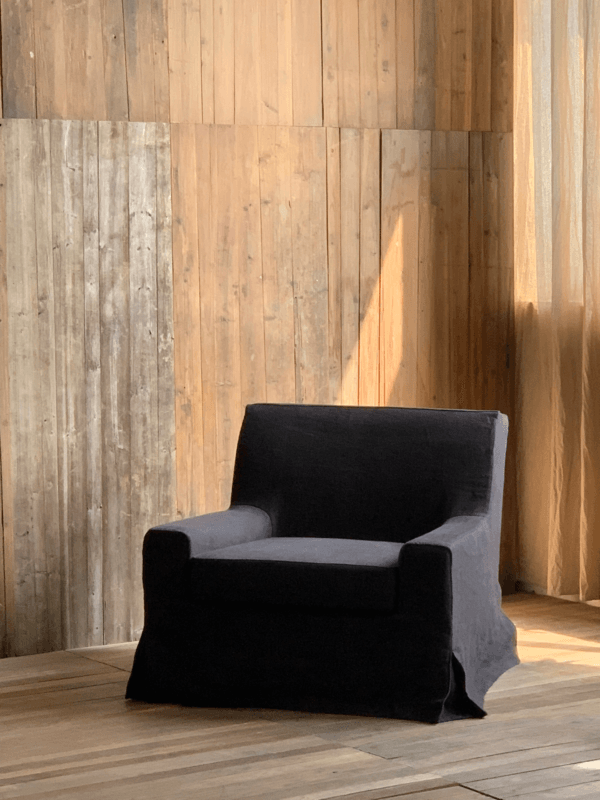 JS013 Linen Fabric Slipcovered Armchair w/ Down Feather - Image 8