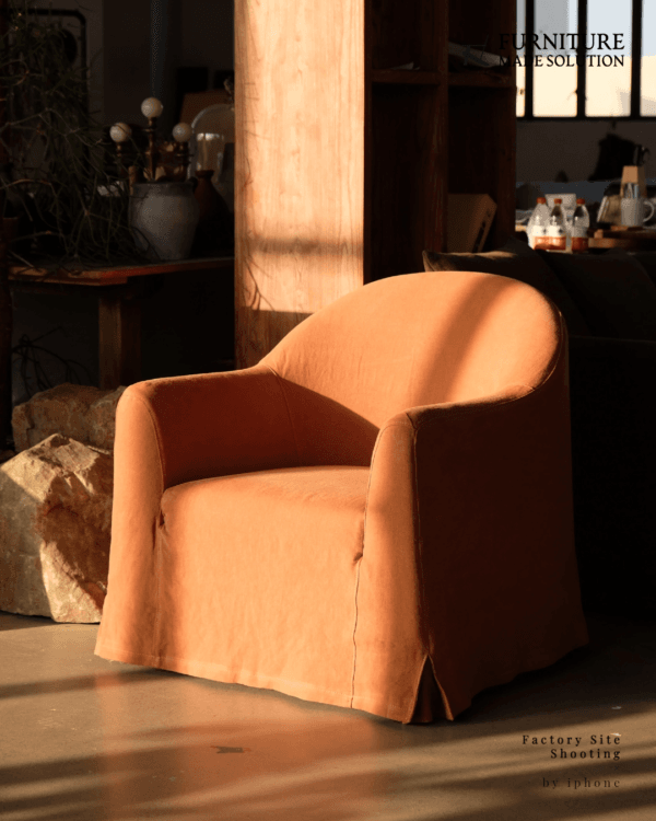 JS015 Linen Fabric Slipcovered Armchair w/ Down Feather - Image 2