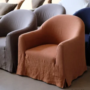 JS015 Linen Fabric Slipcovered Armchair w/ Down Feather