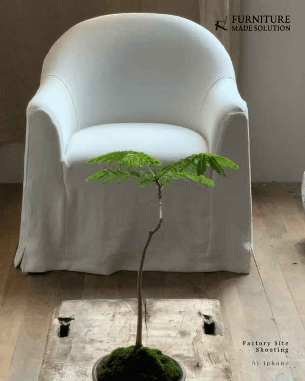 JS015 Linen Fabric Slipcovered Armchair w/ Down Feather - Image 6