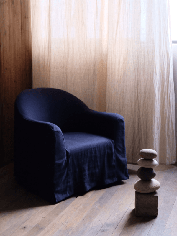 JS015 Linen Fabric Slipcovered Armchair w/ Down Feather - Image 5