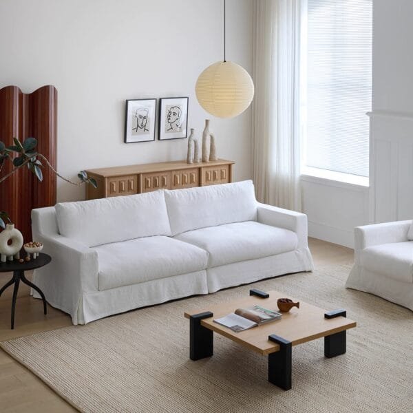 Linen Slipcovered Sofa | Modular Fabric Sofa | JS017 - Image 4