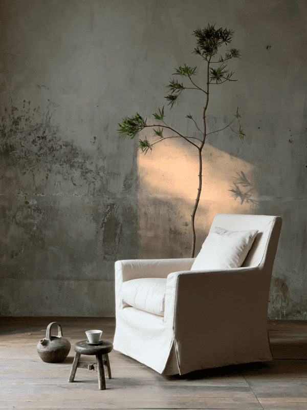 JS028 Linen Fabric Slipcovered Armchair w/ Down Feather - Image 2