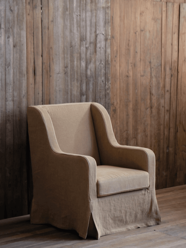 JS055 Linen Fabric Slipcovered Armchair w/ Down Feather - Image 5