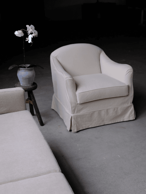 JS056 Linen Fabric Slipcover Armchair  w/ Down Feather Fill - Image 2