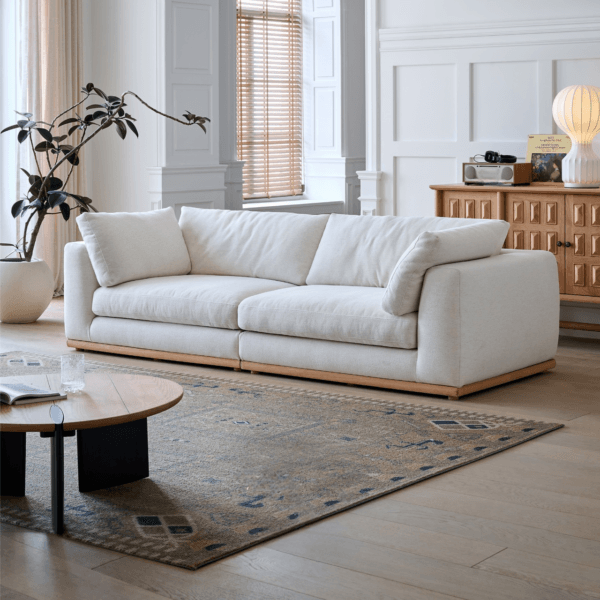 Modern Linen Modular Sofa with Solid Wood Legs | (JS250613) - Image 2