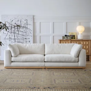 Modern Linen Modular Sofa with Solid Wood Legs | (JS250613)