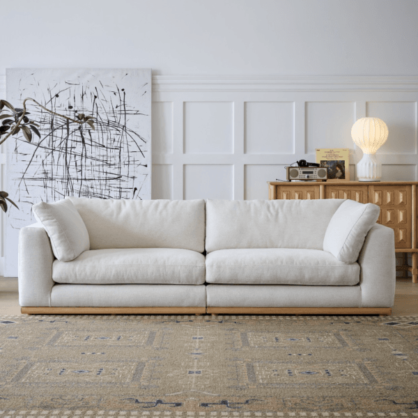 Modern Linen Modular Sofa with Solid Wood Legs | (JS250613)