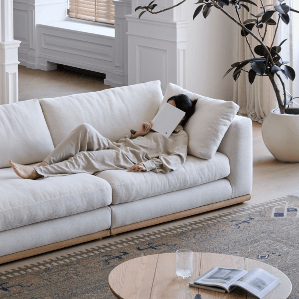 Modern Linen Modular Sofa with Solid Wood Legs | (JS250613) - Image 3