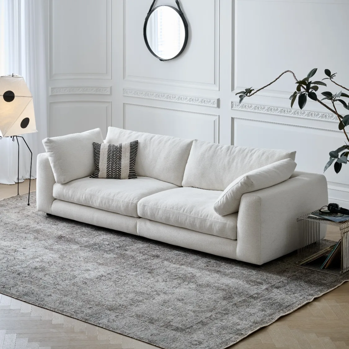 Modern Linen Modular Sofa with Solid Wood Legs | (JS250613) - Image 7