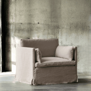 Luxury Linen Slipcover Armchair  with Down Feather Fill | Customizable & Washable (JS1267)