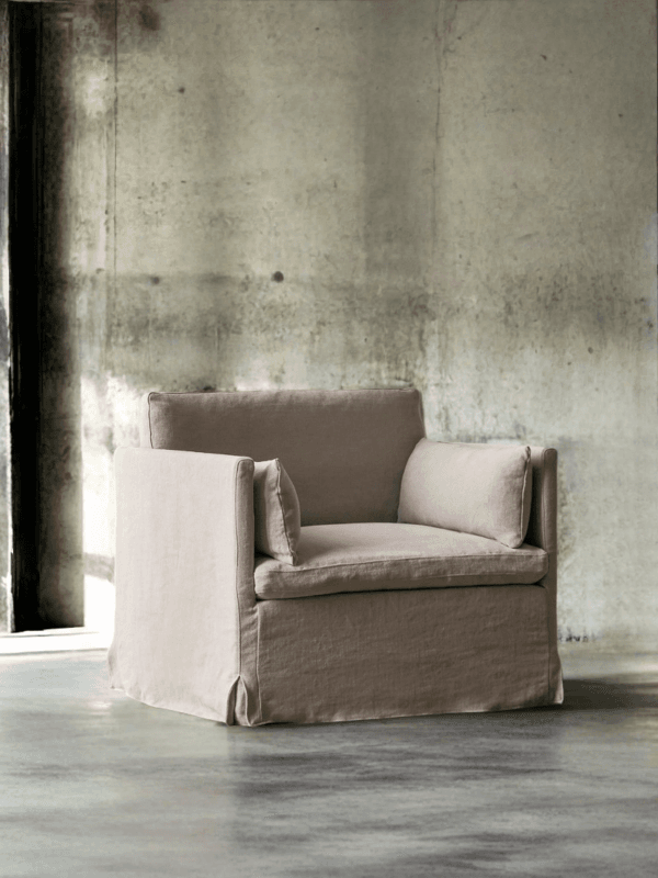 Luxury Linen Slipcover Armchair  with Down Feather Fill | Customizable & Washable (JS1267)