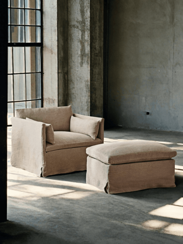 Luxury Linen Slipcover Armchair  with Down Feather Fill | Customizable & Washable (JS1267) - Image 3