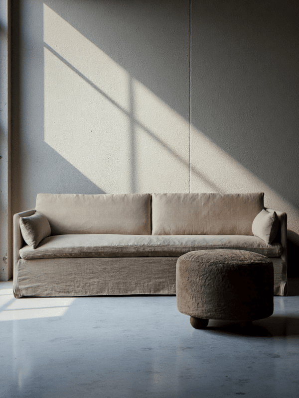 Luxury Linen Sofa Slipcover with Down Feather Fill Couch (JS1267)